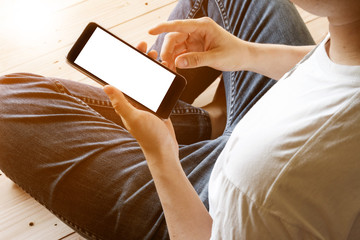 man using mobile smart phone