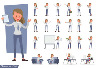 Set of Businesswoman character vector design. no40