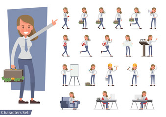 Set of Businesswoman character vector design. no41