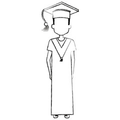 student graduation with uniform vector illustration design