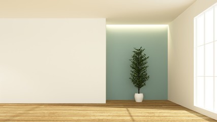 Fototapeta na wymiar Empty space interior 3D rendering in hotel and wall - minimal style