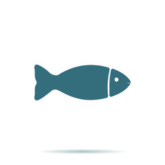 Blue Fish icon isolated on background. Modern flat pictogram, business, marketing, internet concept.