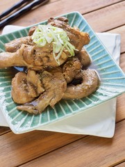 아시아 음식 닭고기 간장조림 