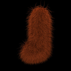 3D Rendering Creative Illustration Ginger Orangutan Furry Letter J