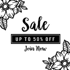 Obraz premium Sale Banner, Sale Poster, Floral card design vector illustration