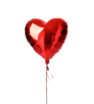 Single big  red heart balloon object for birthday isolated