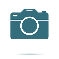 Camera icon, flat photo vector isolated. Modern simple snapshot photography sign. Instant trendy sym