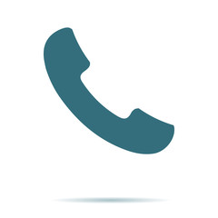 Blue Phone icon isolated on background. Modern flat pictogram, business, marketing, internet concept