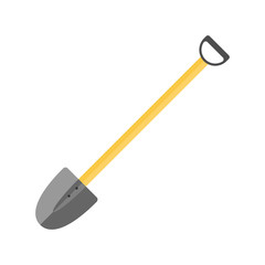 Shovel icon, spade. Garden tool, on the white background. Flat design. Vector.