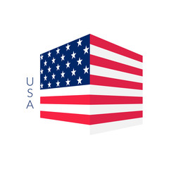 Stylized american national flag.Isometric symbol of USA.Minimalistic style illustration.