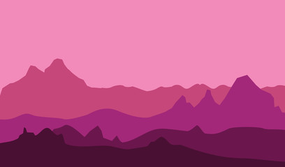 Pink Purple Mountain and Desert Landscape Illustration