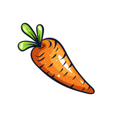 Vector hand drawn illustration of an orange carrot. Coloful cartoon icon. Food art for print, web, mobile and infographics. Isolated on white background element.