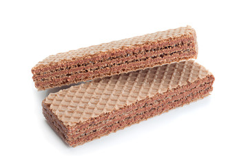 Brown wafers stick on white