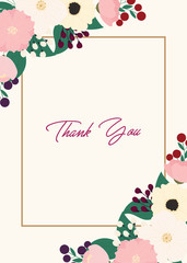 Greeting card with flowers autumn, can be used as invitation card for wedding, birthday and other holiday and summer background. Vector