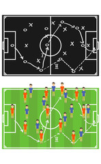 Scheme of the football combination. Schemes of playing football.