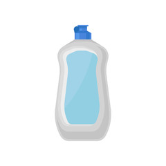 Bottle of dishwashing liquid, household cleaning chemical product container vector Illustration on a white background