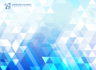 Abstract technology futuristic arrow and triangles pattern elements on blue background.