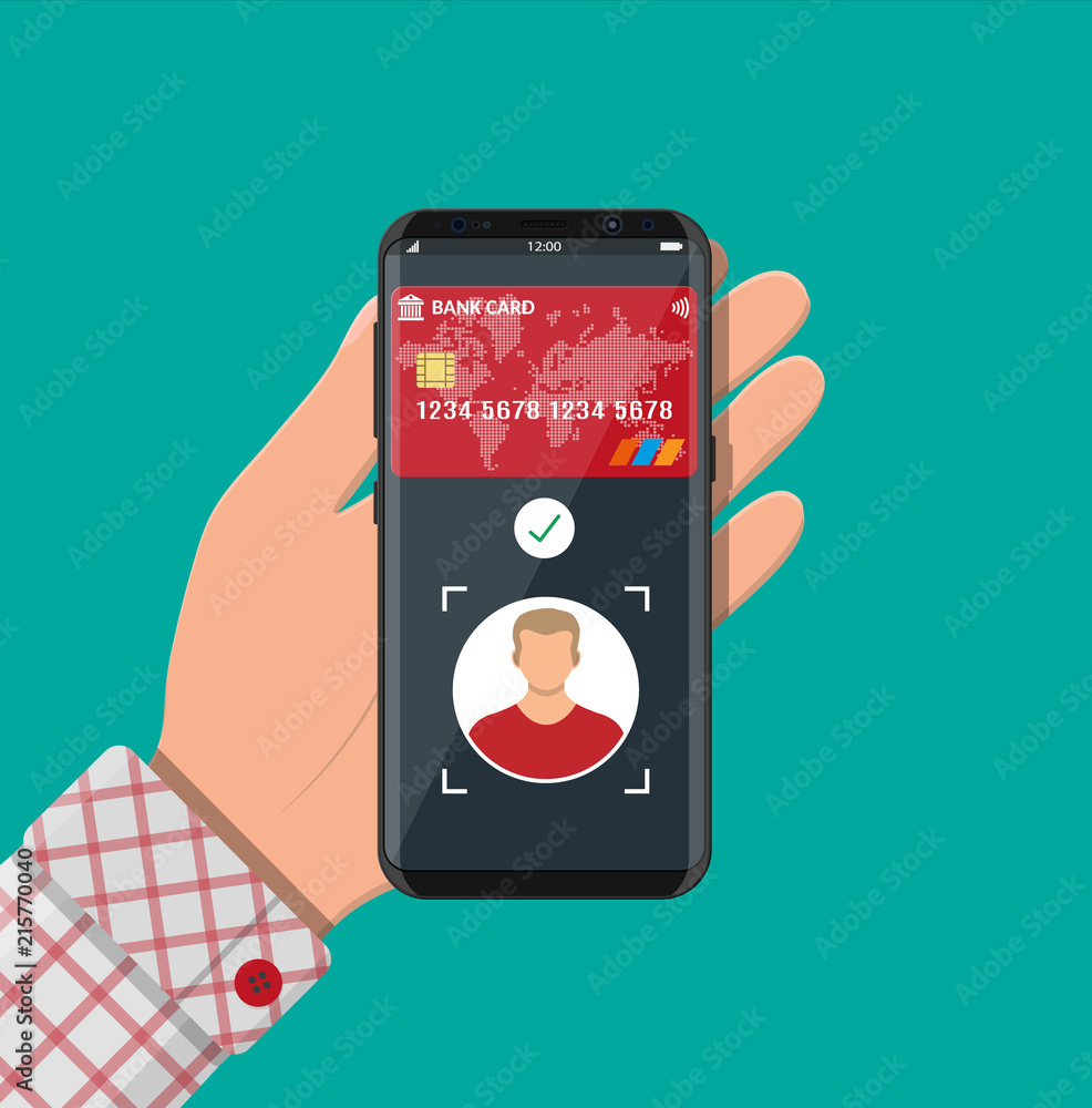 Aufkleber smartphone with payment app using face recognition