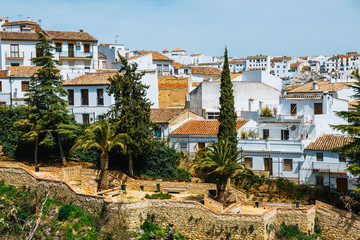 El Tajo Gorge Canyon with white spanish houses in Ronda, Spain