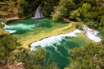Obraz premium Waterfalls Skradinski Buk in The Krka National Park in Croatia, Europe.