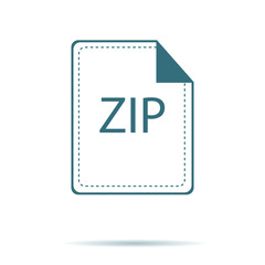 Blue zip icon isolated on background. Modern flat pictogram, business, marketing, internet concept. 
