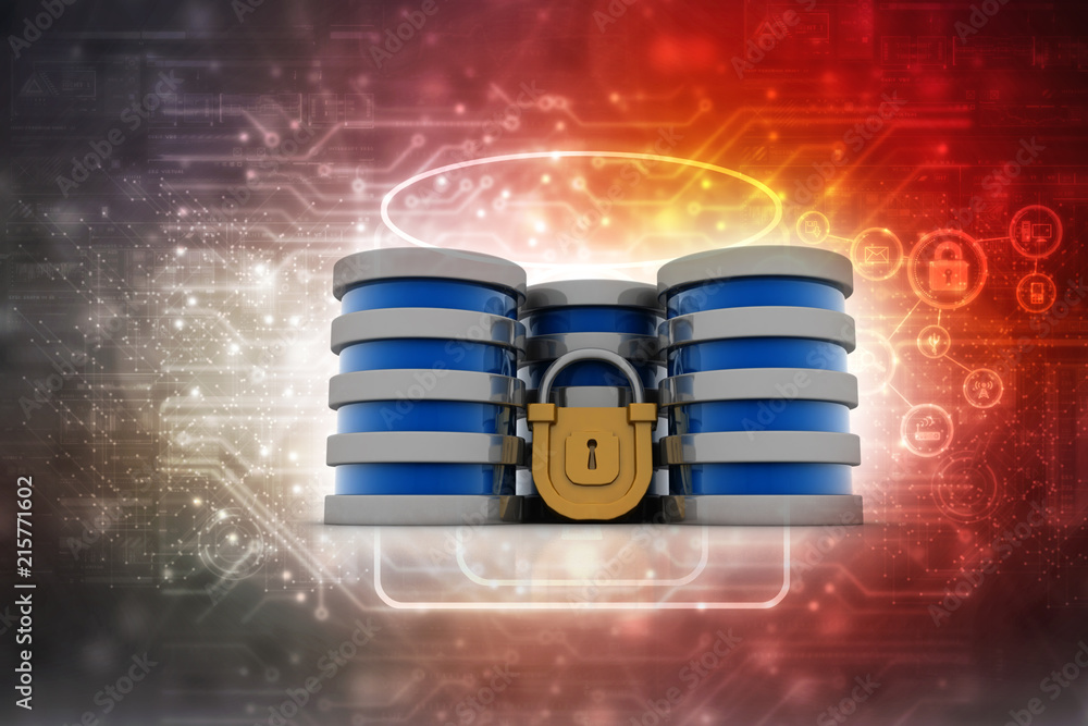Poster 3d rendering database storage data base