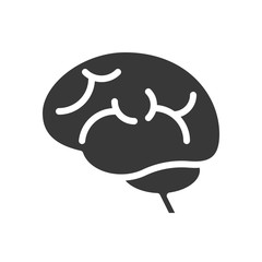 Brian side view Solid icon medical and organ set