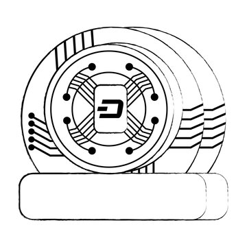 dashcoin emblem icon over white background, vector illustration