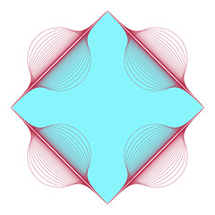 graphic diamond frame with abstract bubbles in red and blue