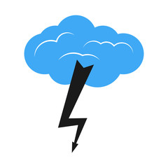 A cloud with a thunderstorm. Vector illustration.
