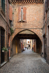 Via delle Volte of Ferrara in the medieval quarter. Emilia-Romagna. Italy.
