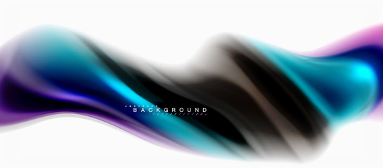 Fluid liquid mixing colors concept on light grey background, curve flow, trendy abstract layout template for business or technology presentation or web brochure cover, wallpaper