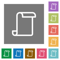 Blank paper scroll square flat icons