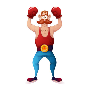 Funny, cute, crazy - cartoon characters boxer Vector eps 10