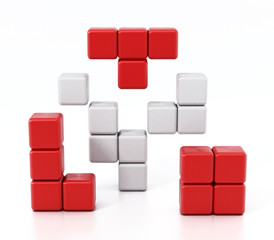 Obraz premium Building blocks forming a cube alltogether. 3D illustration