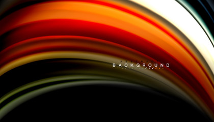 Fluid colors abstract background, twisted liquid design on black, colorful marble or plastic wave texture backdrop, multicolored template for business or technology presentation or web brochure cover