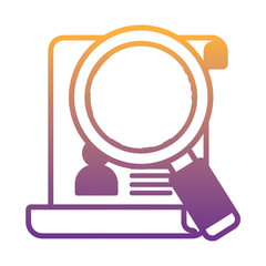 document and magnifying glass over white background, vector illustration