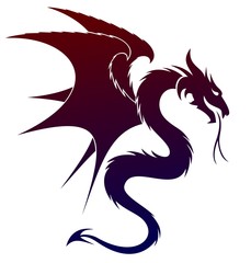 Naklejka premium A symbol of the stylized dragon with wings.