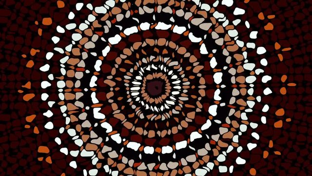 Moving random wavy texture. Psychedelic animated background. Abstract brown curved shapes. Grunge exotic tribal mandala. Looping animated footage.