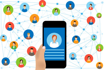 Social network connection and global business communication concept. Connecting people  Internet Network Connection.Social Network Vector Concept