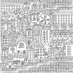 Obraz premium Miniature fictitious city, bright, painted