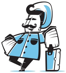Cook vector characters. Cartoon funny cook. Isolated vector illustration. It is worthwhile on your big chef's knife. Now he will cook. For cafes, restaurants, bistros.
