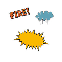 Set of colorful comics elements, isolated