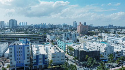 Fototapeta na wymiar Skyline of Miami Beach from drone on a beautiful sunny day
