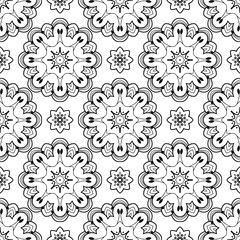 Abstract black and white seamless pattern. Hand drawn vector illustration