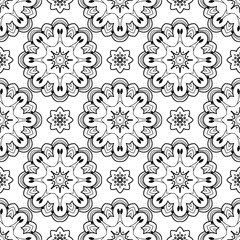 Abstract black and white seamless pattern. Hand drawn vector illustration