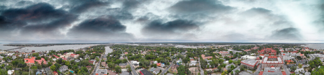Fototapeta premium St Augustine at sunset. Aerial view of city skyline