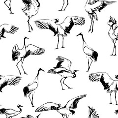 Dancing Japanese cranes in the snow