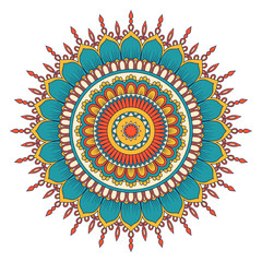 Ethnic ornamental mandala. Decorative design element. Hand drawn vector illustration