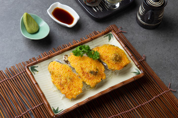 japanese baked oyster with background